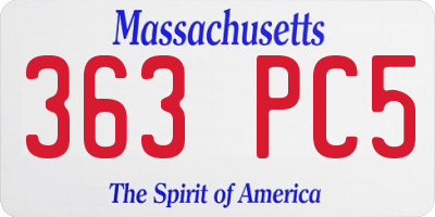 MA license plate 363PC5
