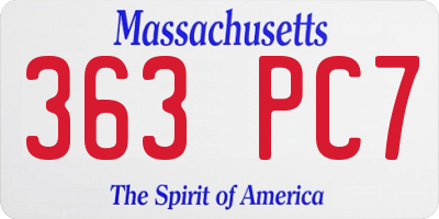 MA license plate 363PC7