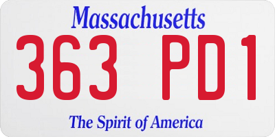 MA license plate 363PD1
