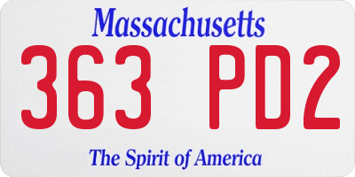 MA license plate 363PD2