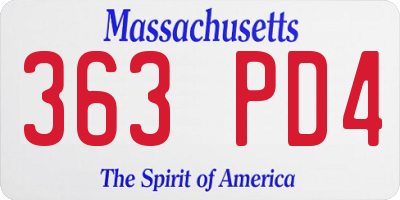 MA license plate 363PD4