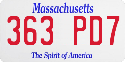 MA license plate 363PD7