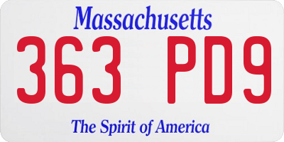 MA license plate 363PD9