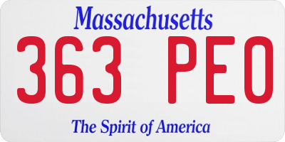 MA license plate 363PE0