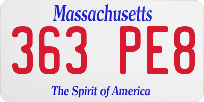 MA license plate 363PE8