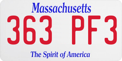 MA license plate 363PF3