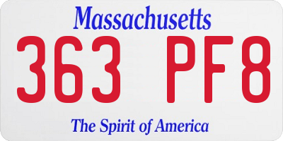 MA license plate 363PF8