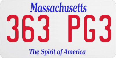 MA license plate 363PG3