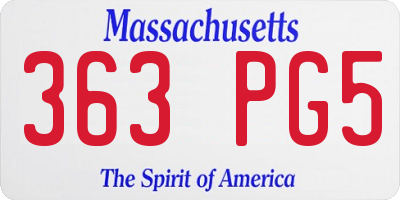 MA license plate 363PG5
