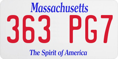 MA license plate 363PG7