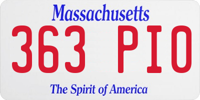 MA license plate 363PI0