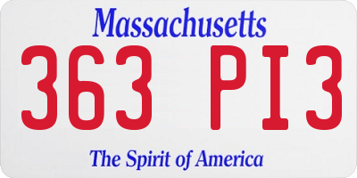 MA license plate 363PI3