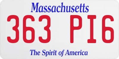 MA license plate 363PI6