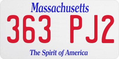 MA license plate 363PJ2
