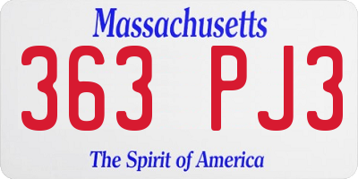 MA license plate 363PJ3