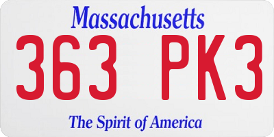 MA license plate 363PK3