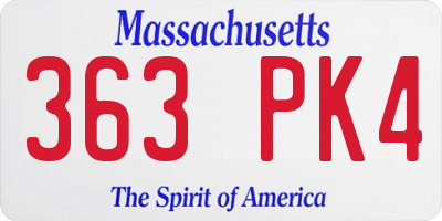 MA license plate 363PK4