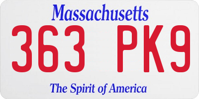 MA license plate 363PK9