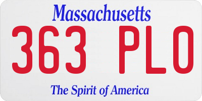 MA license plate 363PL0