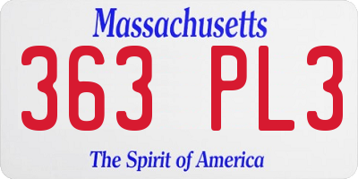 MA license plate 363PL3