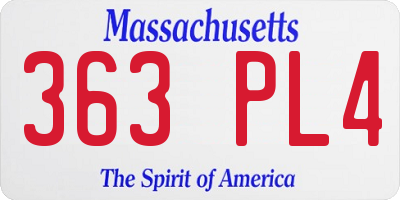 MA license plate 363PL4