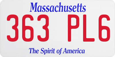 MA license plate 363PL6
