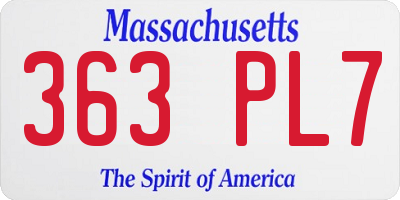 MA license plate 363PL7