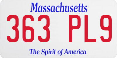 MA license plate 363PL9