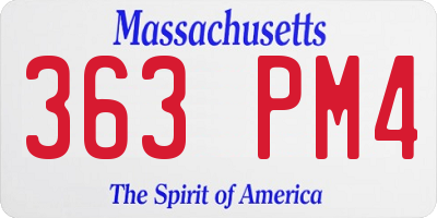 MA license plate 363PM4