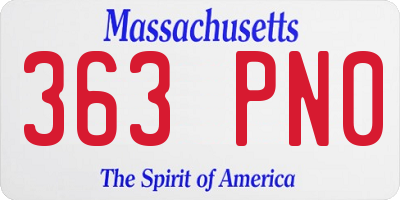 MA license plate 363PN0