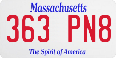 MA license plate 363PN8