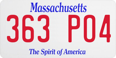 MA license plate 363PO4