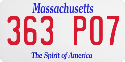 MA license plate 363PO7