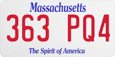 MA license plate 363PQ4