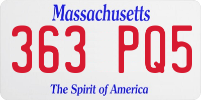 MA license plate 363PQ5