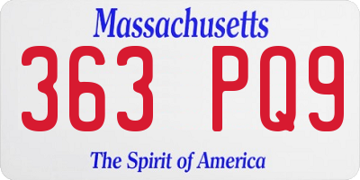 MA license plate 363PQ9