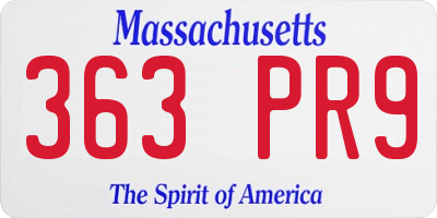 MA license plate 363PR9
