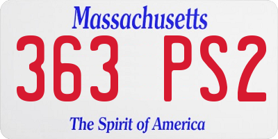 MA license plate 363PS2