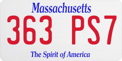 MA license plate 363PS7