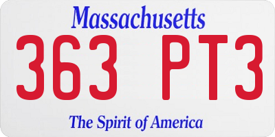 MA license plate 363PT3