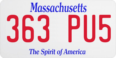 MA license plate 363PU5