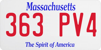 MA license plate 363PV4
