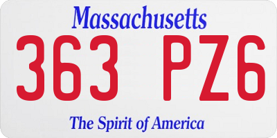 MA license plate 363PZ6