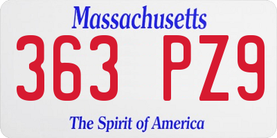 MA license plate 363PZ9
