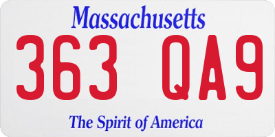 MA license plate 363QA9