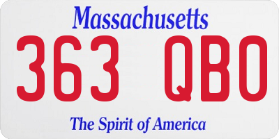 MA license plate 363QB0