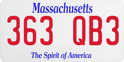 MA license plate 363QB3