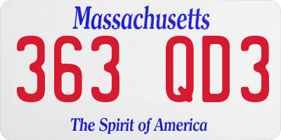 MA license plate 363QD3