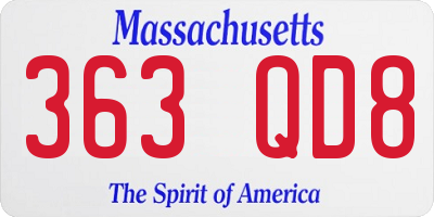 MA license plate 363QD8