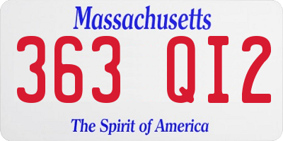 MA license plate 363QI2